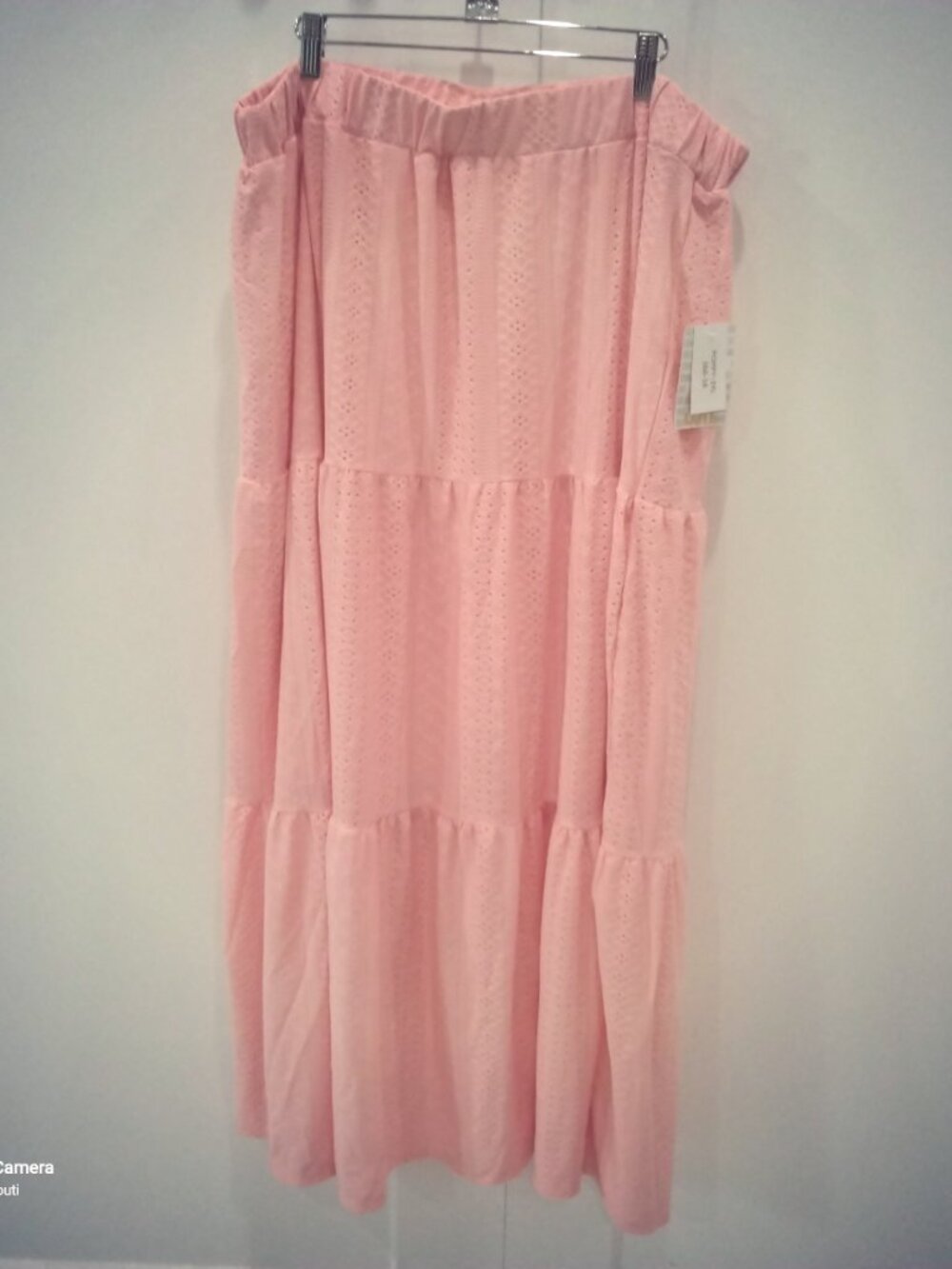 LaRoe Boho Tiered Poppy Light Pink Bohemian Lined Maxi Skirt Eyelet NWT 3X